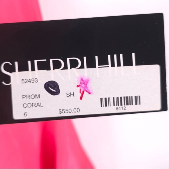 NWT SHERRI HILL 52493 Coral Prom Dress Mermaid Fitted Trumpet Train Slit Size 6 - Picture 14 of 16